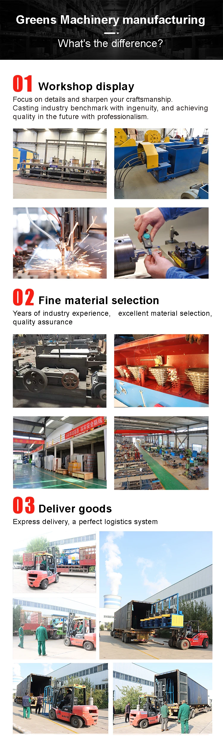 Greens Machinery Workshop, QC Inspection, Shipment & Technical Team