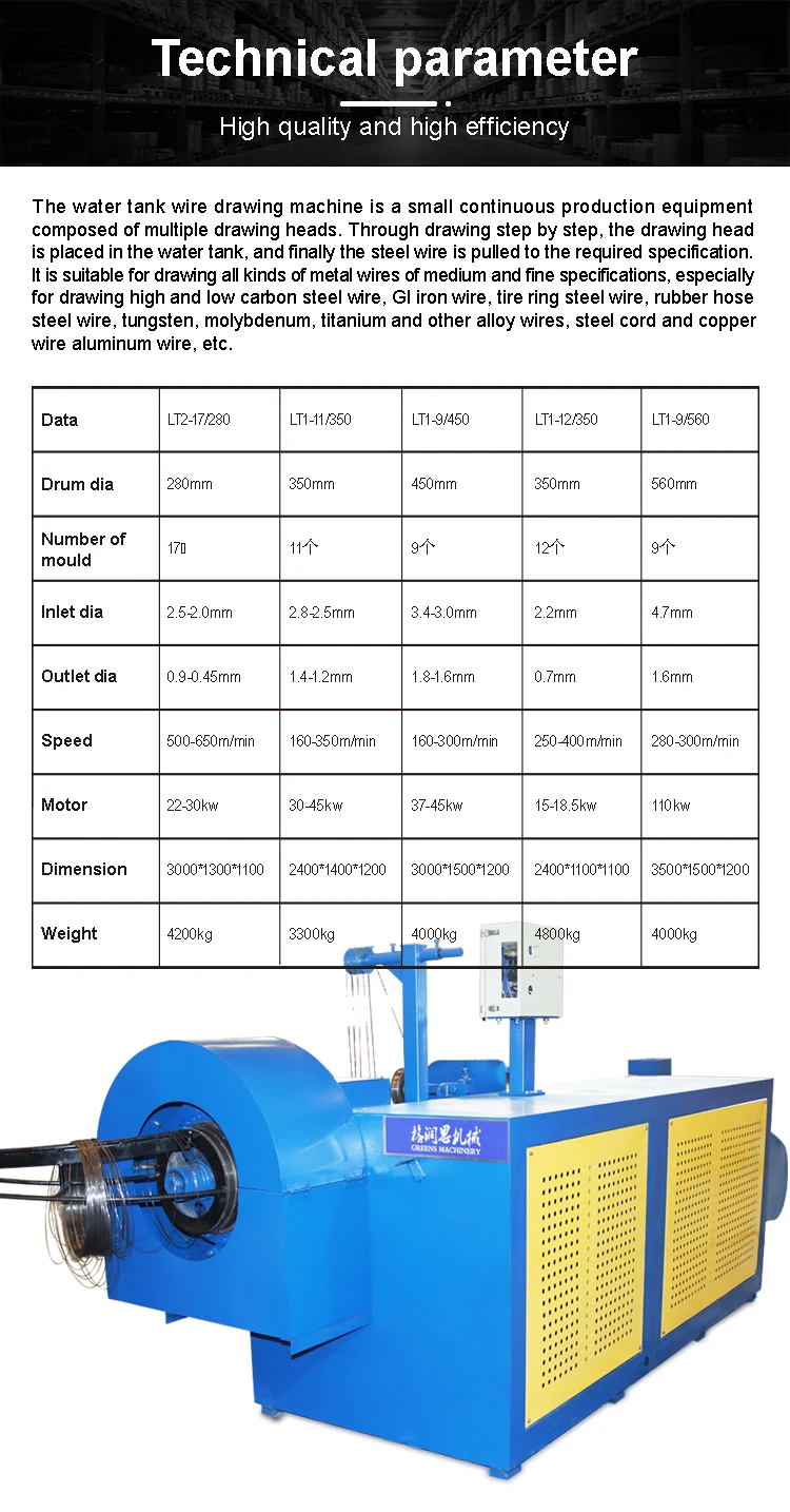 LT Water Tank Wire Drawing Machine Technical Parameter List